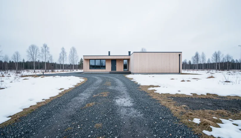 Lumipälvisellä hiekkatiellä sijaitseva koti kertoo, kuinka sähkön hintaennuste vaikuttaa arkeen.