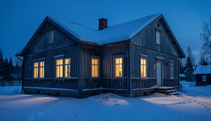 Rintamamiestalo sinisenä hetkenä, kun suunnitellaan lisäeristystä sisäpuolelle.