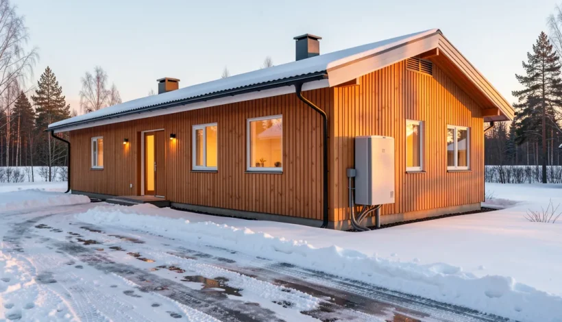 Moderni suomalainen omakotitalo, jossa harkitaan pörssisähkö rele asennus -ratkaisua.
